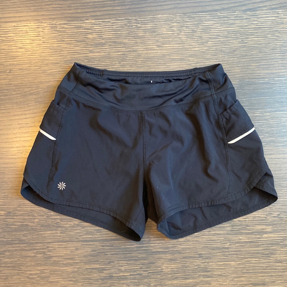 ATHLETA GIRL BLACK RUNNING SHORTS WITH POCKETS AND ADJUSTABLE SIZE 8-10